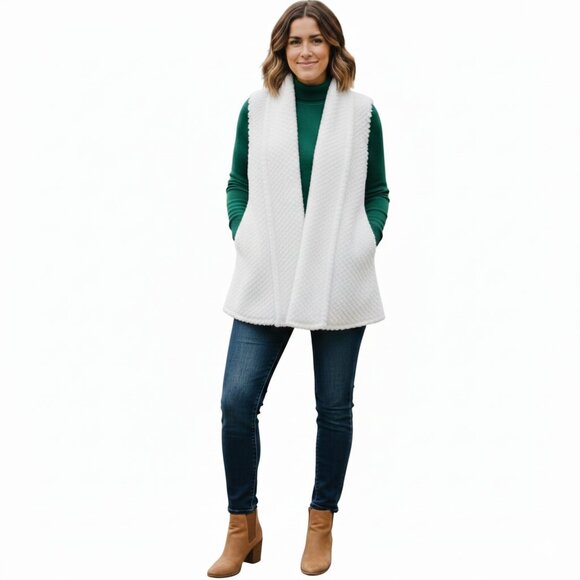Anthropologie Saturday Sunday Jackets & Blazers - Anthropologie Saturday Sunday Cozy Sherpa Faux Fur White Vest